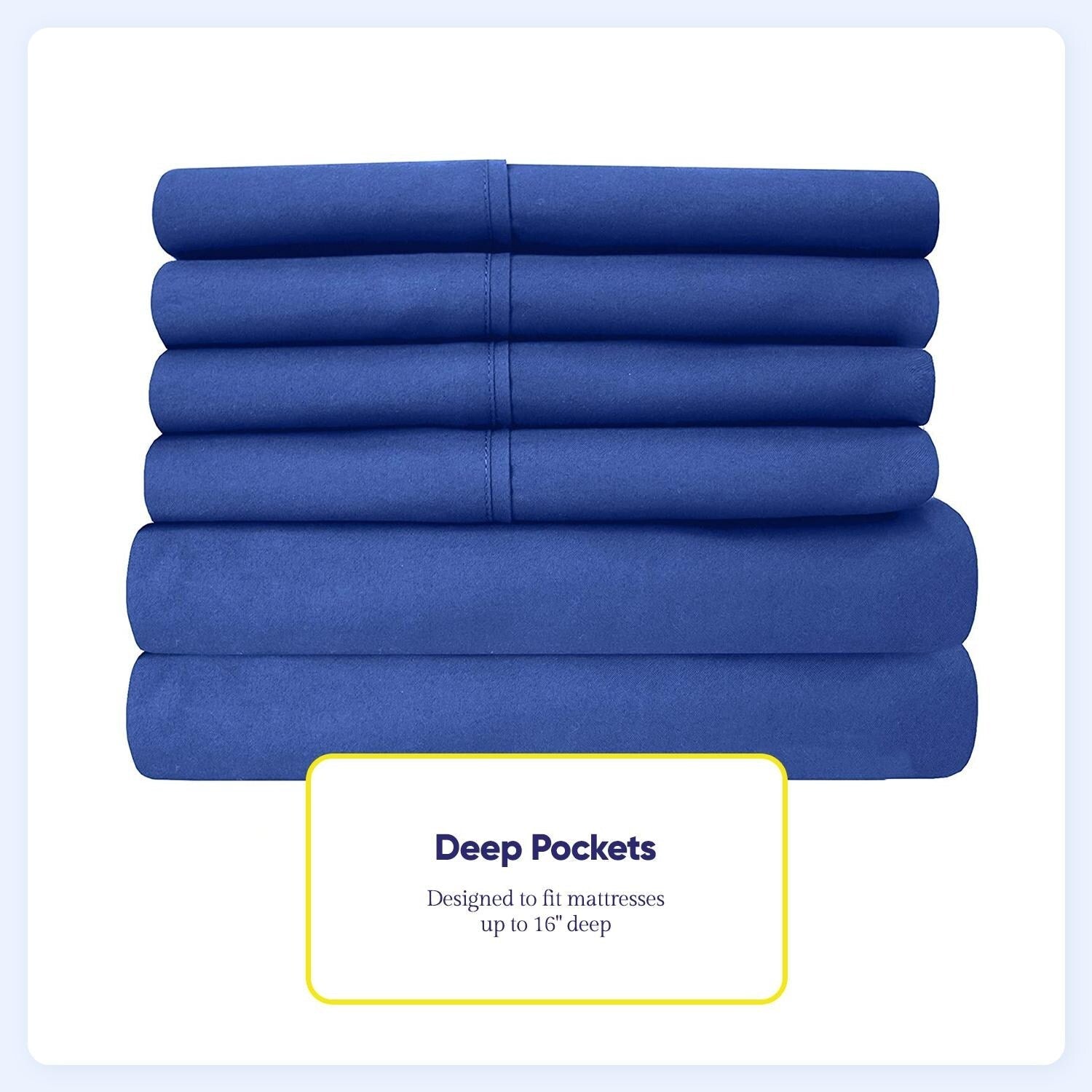 Ensemble de draps 7 pièces en microfibre brossée douce pour lit king size - 4 taies d'oreiller