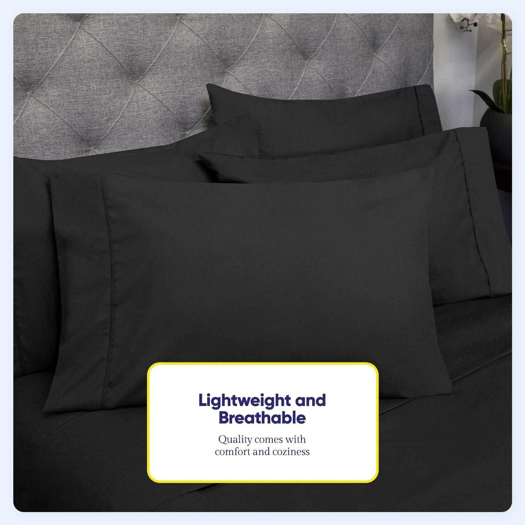 Ensemble de draps 7 pièces en microfibre brossée douce pour lit king size - 4 taies d'oreiller