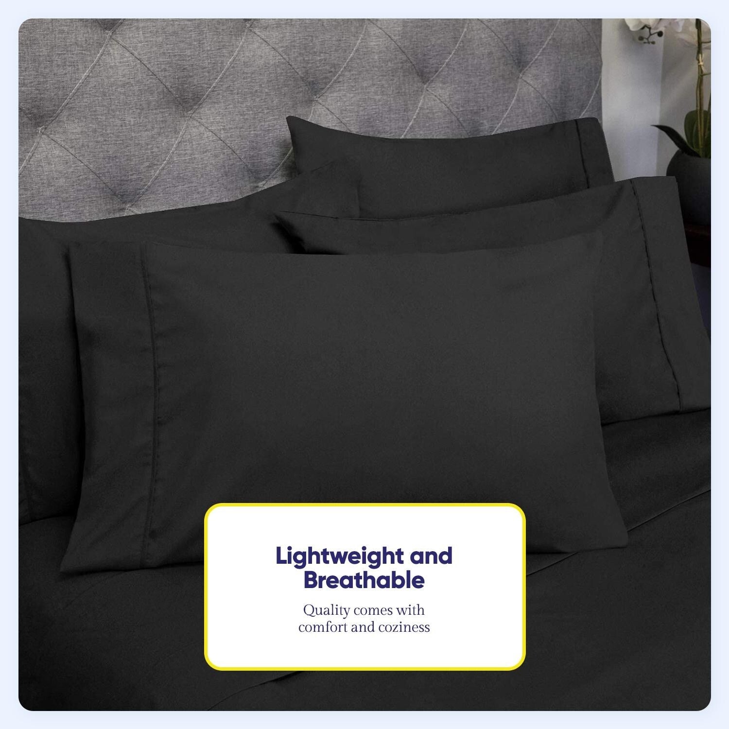 Ensemble de draps 7 pièces en microfibre brossée douce pour lit king size - 4 taies d'oreiller