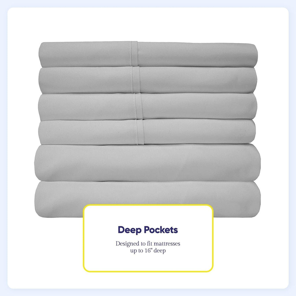 Ensemble de draps 7 pièces en microfibre brossée douce pour lit king size - 4 taies d'oreiller