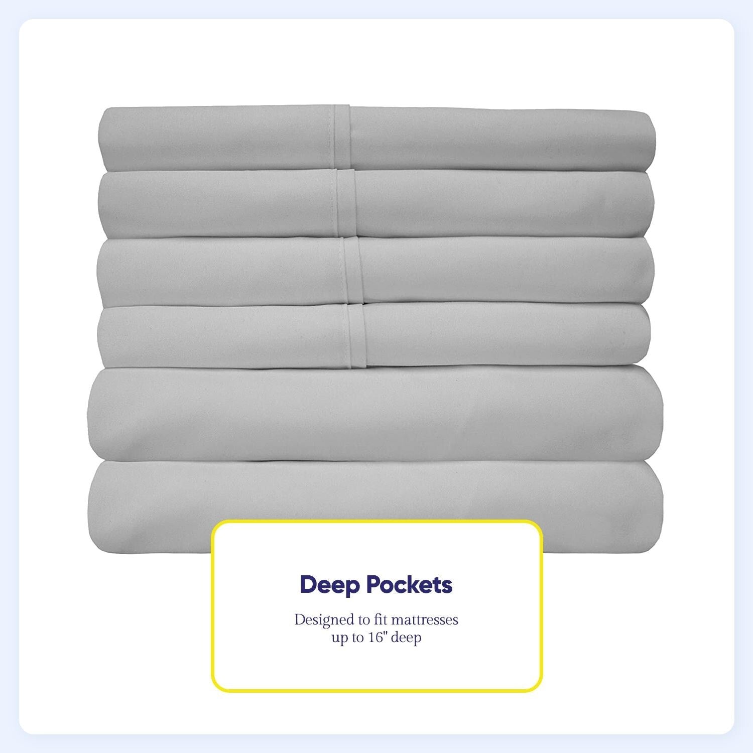 Ensemble de draps 7 pièces en microfibre brossée douce pour lit king size - 4 taies d'oreiller