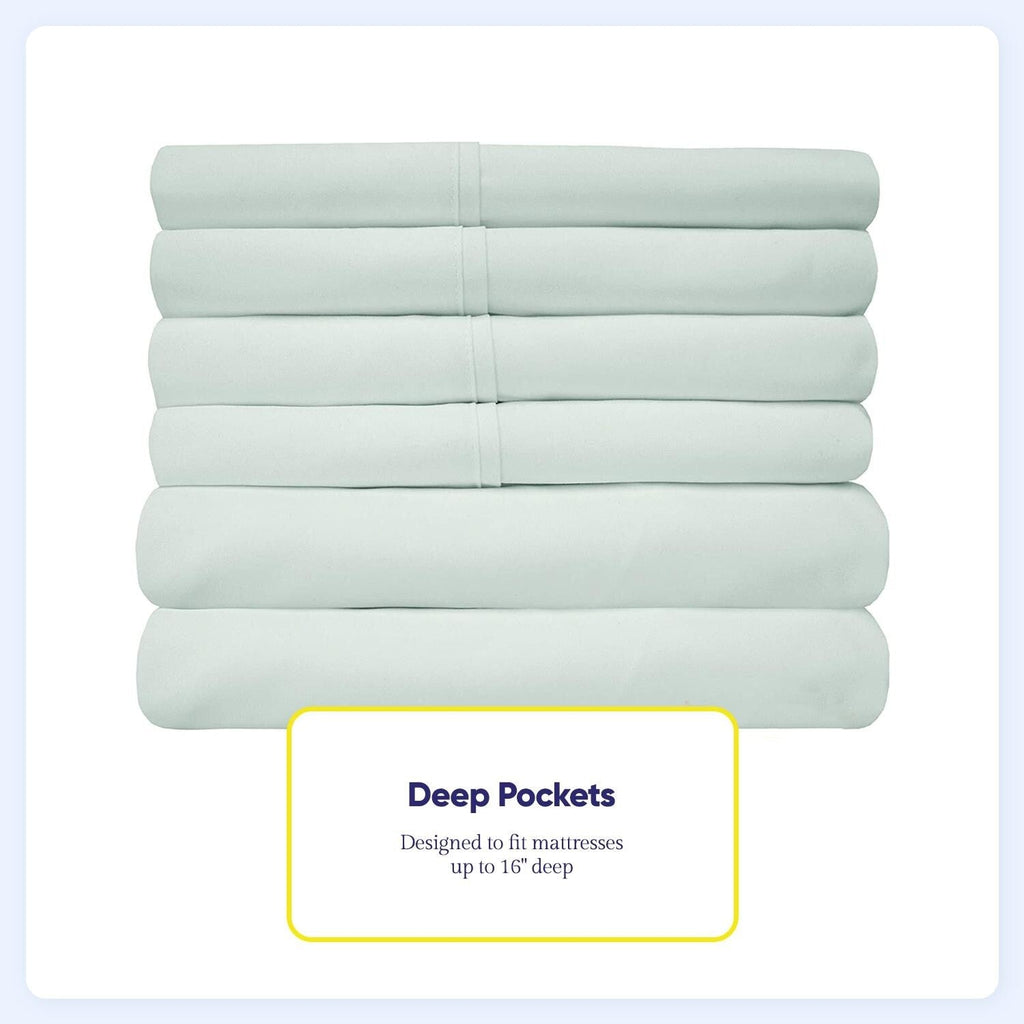 Ensemble de draps 7 pièces en microfibre brossée douce pour lit king size - 4 taies d'oreiller