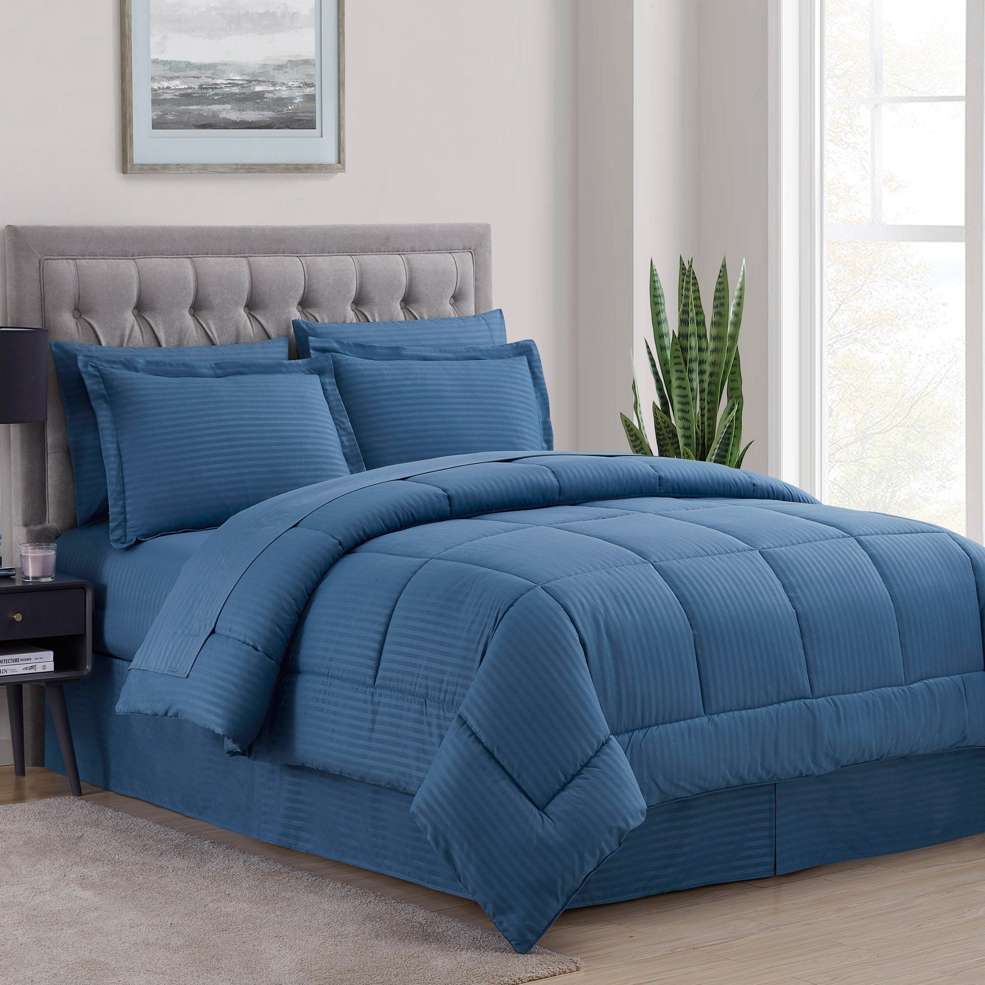 Parure de lit alternative 8 pièces en tissu doux Dobby avec draps