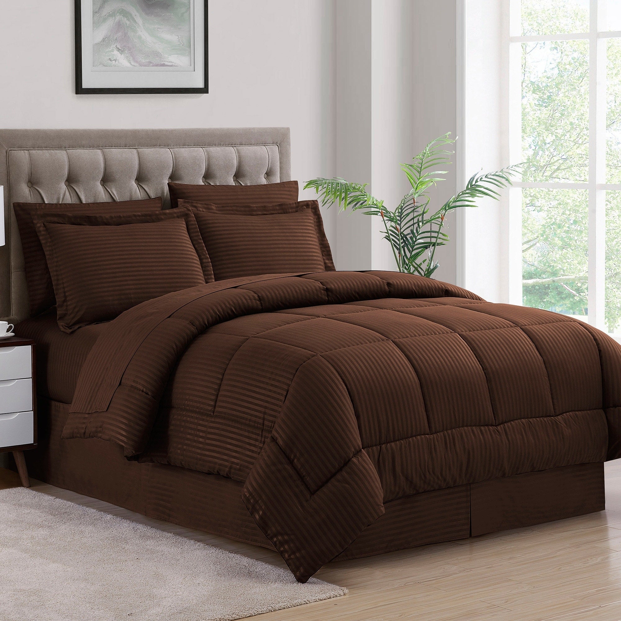 Parure de lit alternative 8 pièces en tissu doux Dobby avec draps