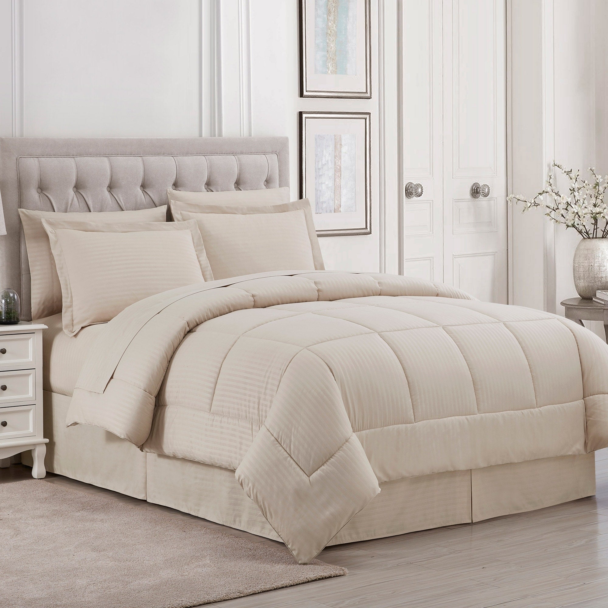 Parure de lit alternative 8 pièces en tissu doux Dobby avec draps