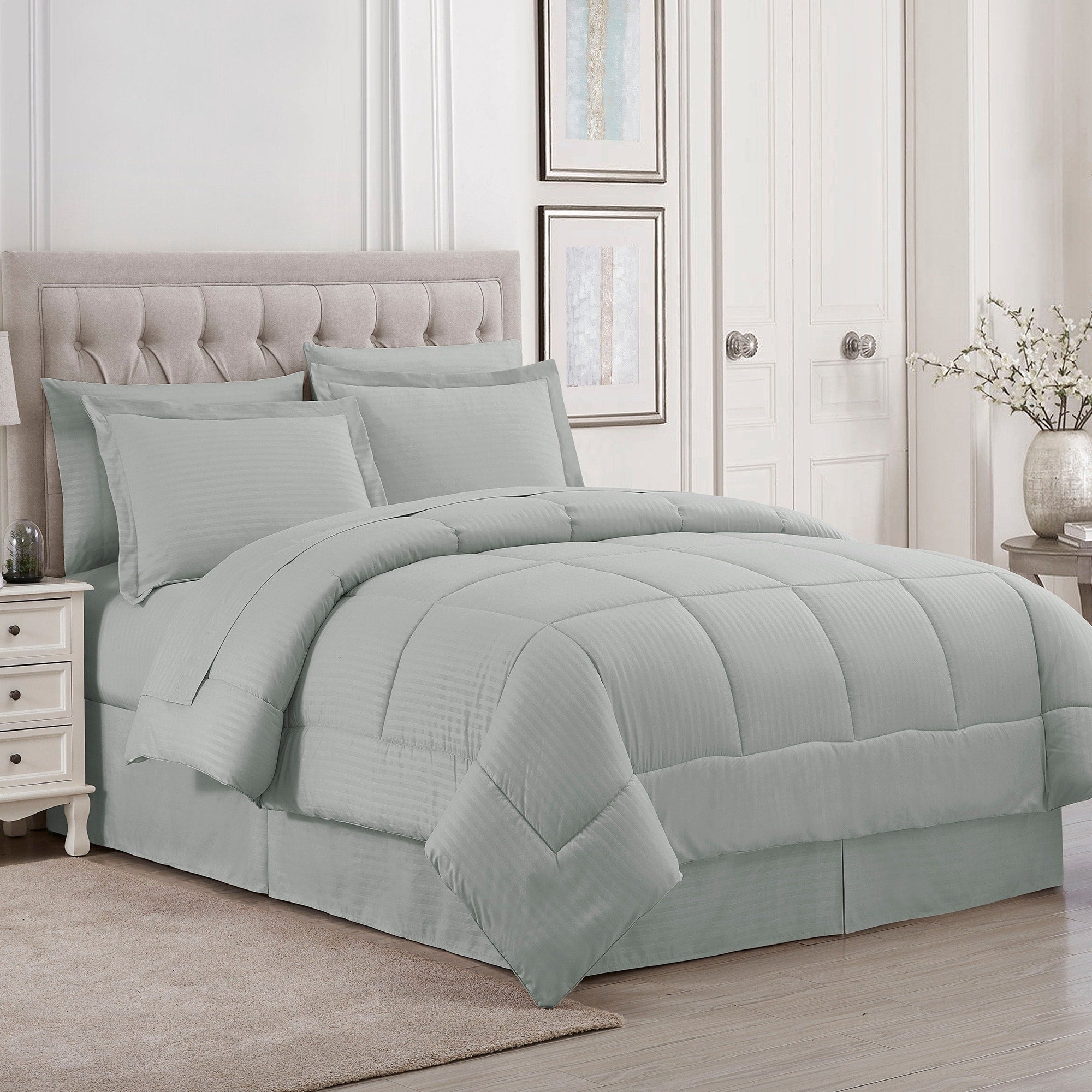Parure de lit alternative 8 pièces en tissu doux Dobby avec draps