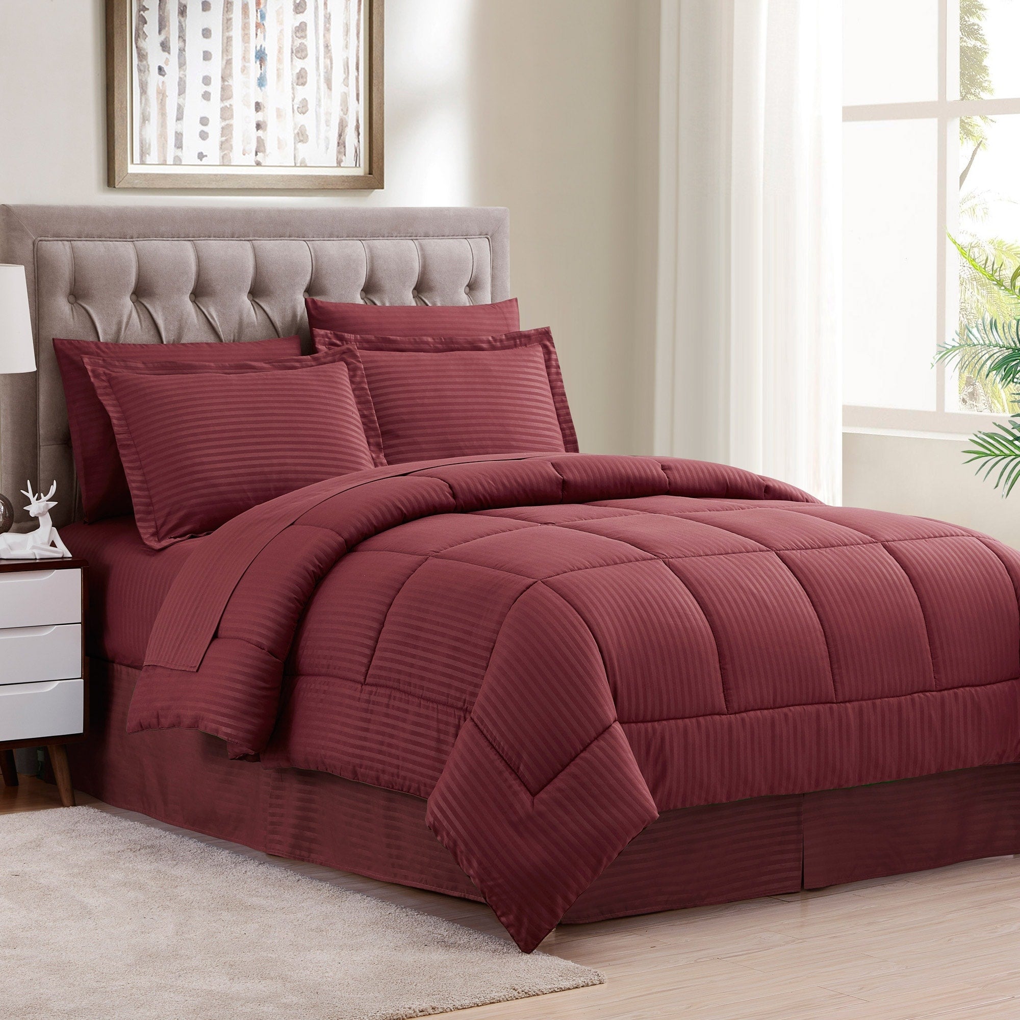 Parure de lit alternative 8 pièces en tissu doux Dobby avec draps