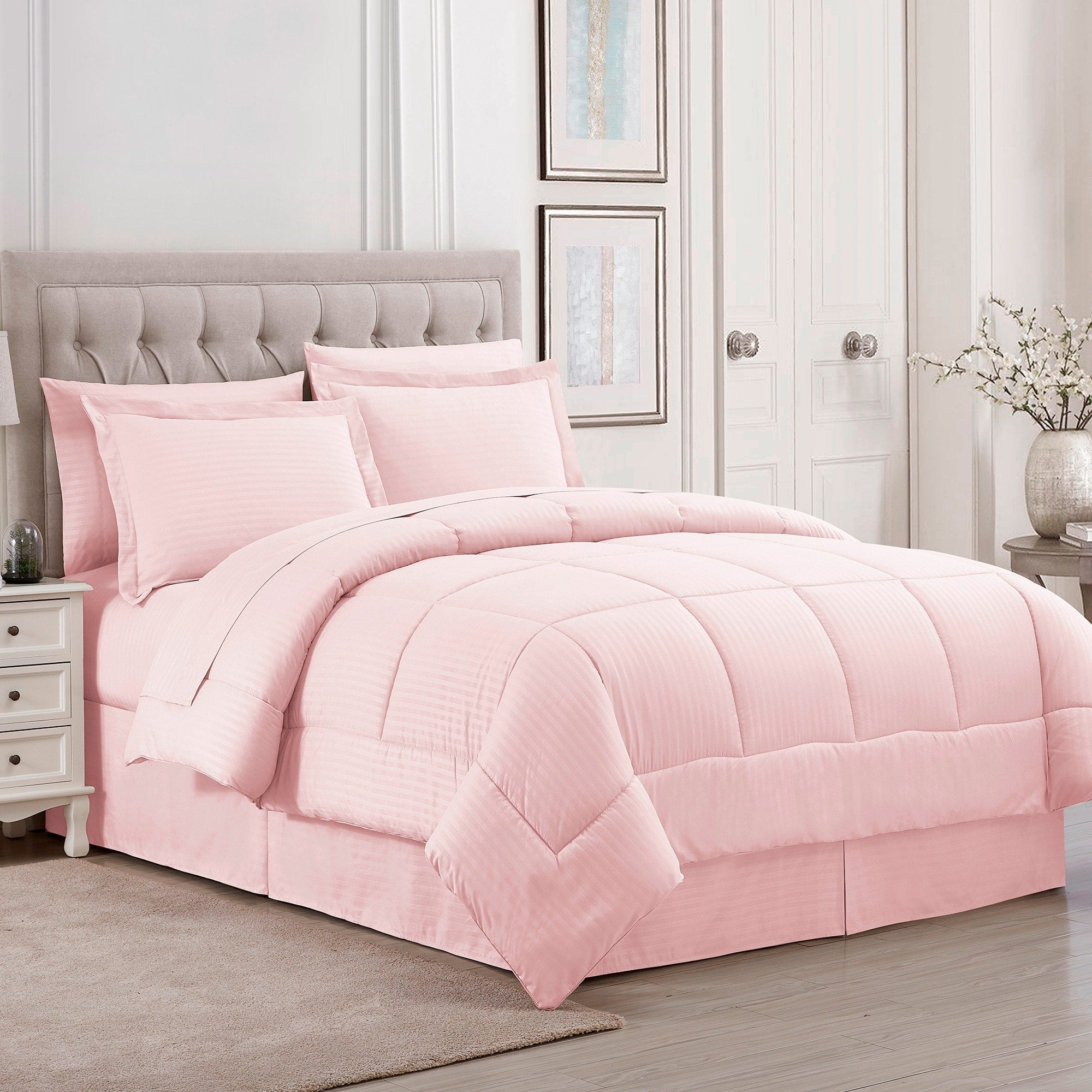 Parure de lit alternative 8 pièces en tissu doux Dobby avec draps