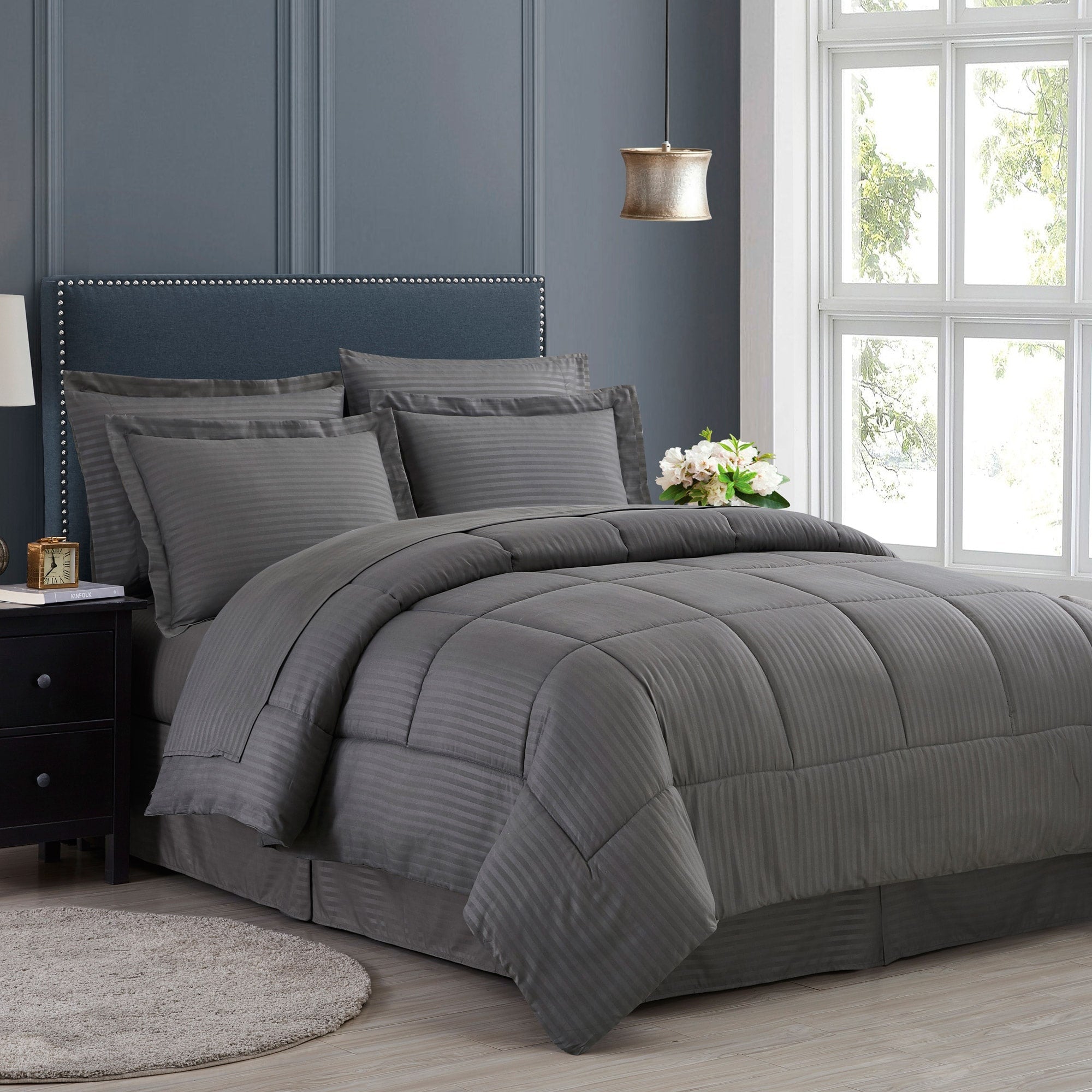 Parure de lit alternative 8 pièces en tissu doux Dobby avec draps