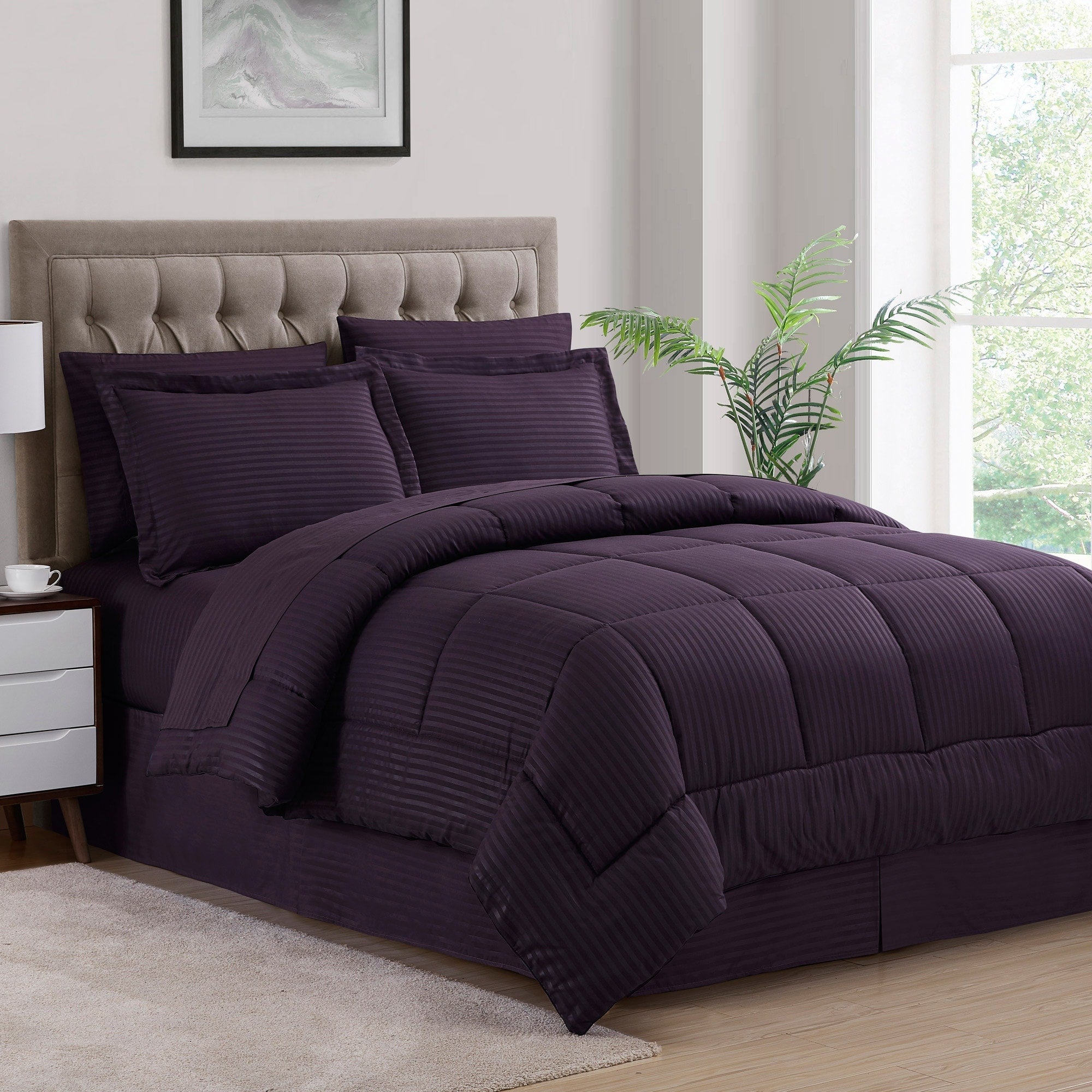 Parure de lit alternative 8 pièces en tissu doux Dobby avec draps