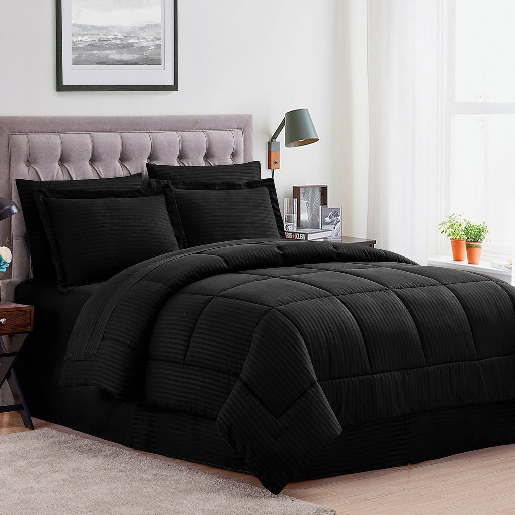 Parure de lit alternative 8 pièces en tissu doux Dobby avec draps