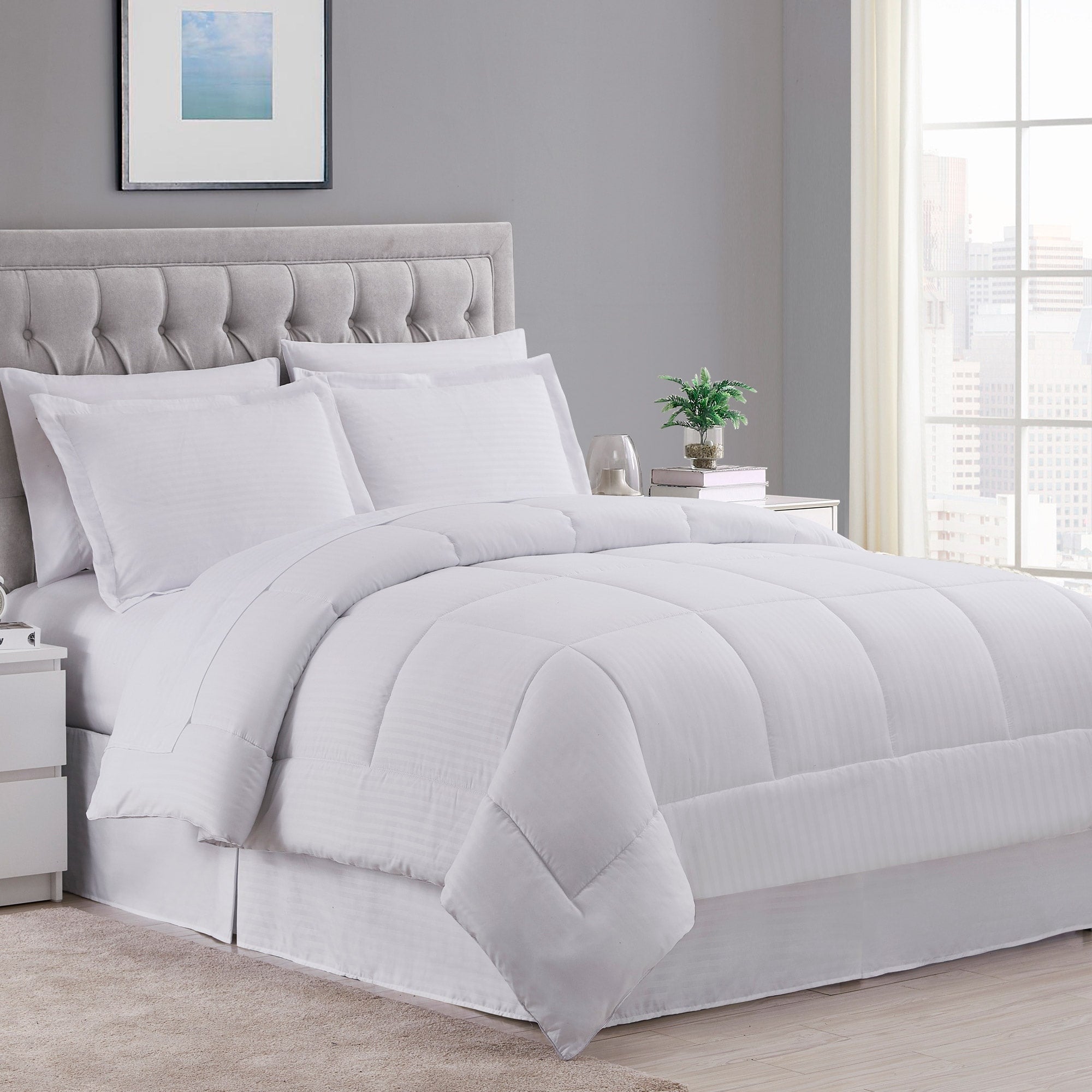 Parure de lit alternative 8 pièces en tissu doux Dobby avec draps