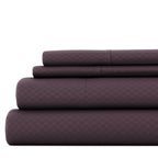 Ensemble de draps à poche profonde Soft Essentials doublement brossé à carreaux gaufrés, 4 pièces