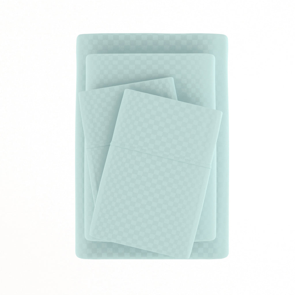 Ensemble de draps à poche profonde Soft Essentials doublement brossé à carreaux gaufrés, 4 pièces