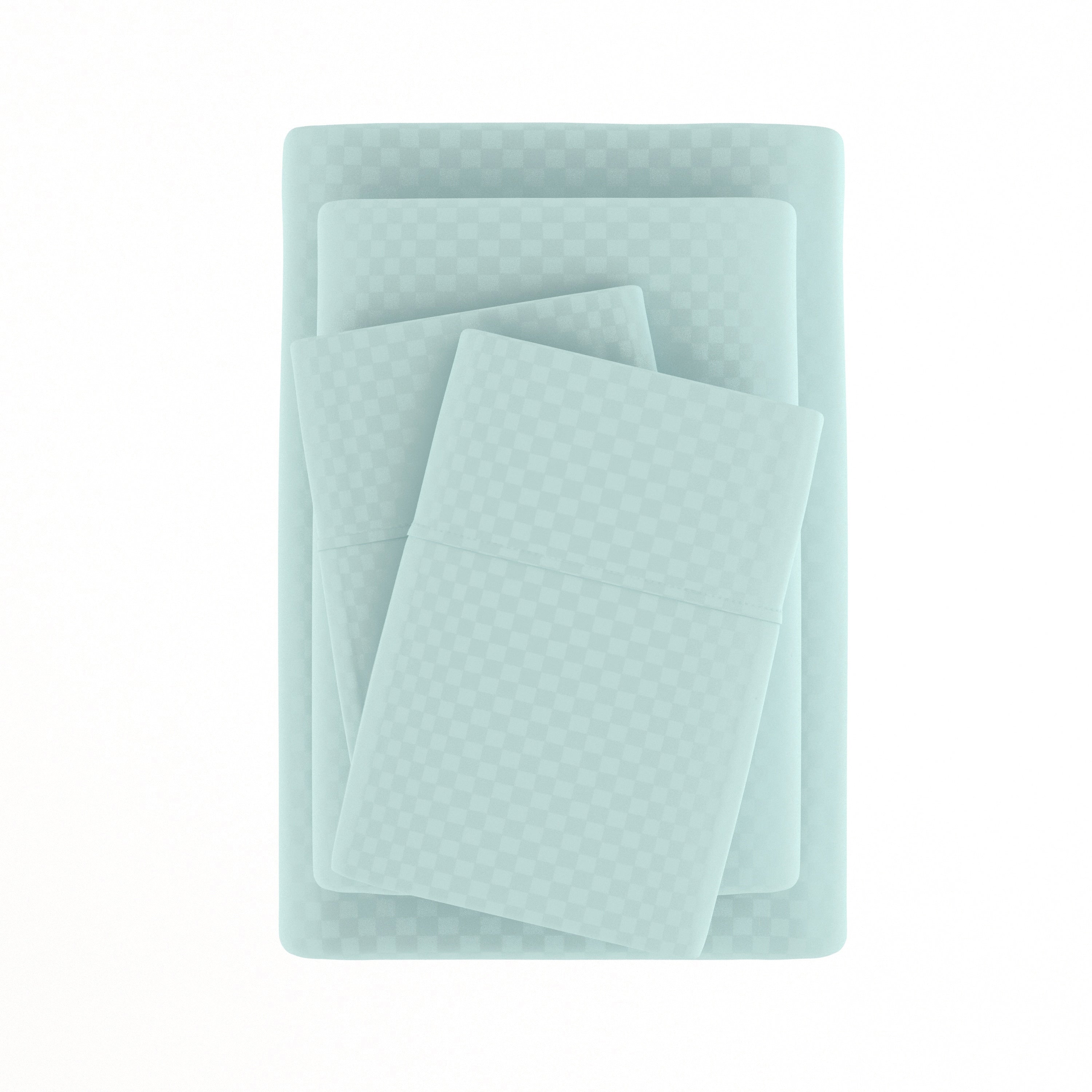Ensemble de draps à poche profonde Soft Essentials doublement brossé à carreaux gaufrés, 4 pièces