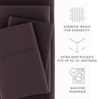 Ensemble de draps à poche profonde Soft Essentials doublement brossé à carreaux gaufrés, 4 pièces