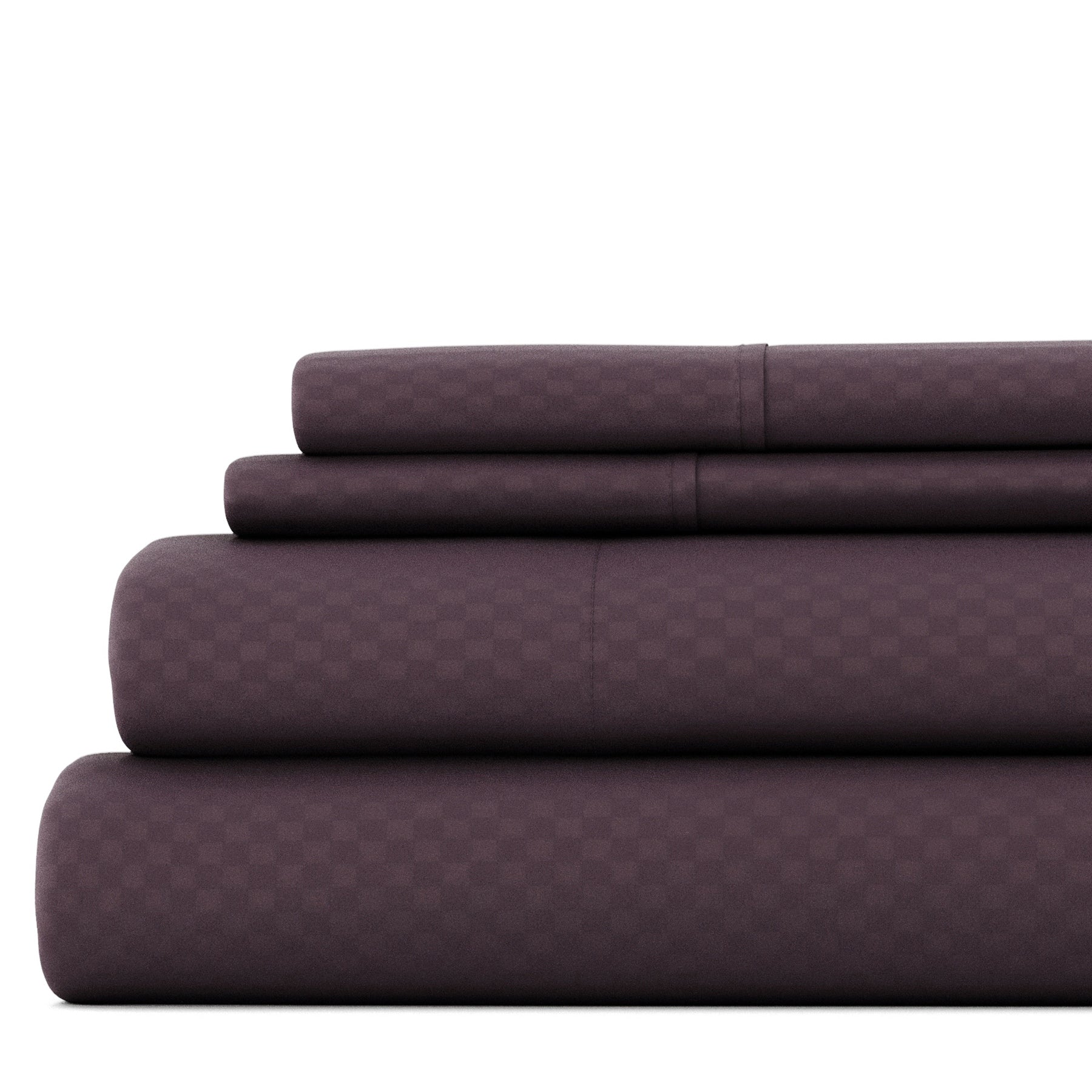 Ensemble de draps à poche profonde Soft Essentials doublement brossé à carreaux gaufrés, 4 pièces