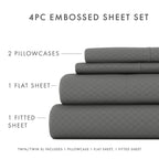 Ensemble de draps à poche profonde Soft Essentials doublement brossé à carreaux gaufrés, 4 pièces
