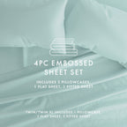 Ensemble de draps à poche profonde Soft Essentials doublement brossé à carreaux gaufrés, 4 pièces
