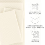 Ensemble de draps à poche profonde Soft Essentials doublement brossé à carreaux gaufrés, 4 pièces
