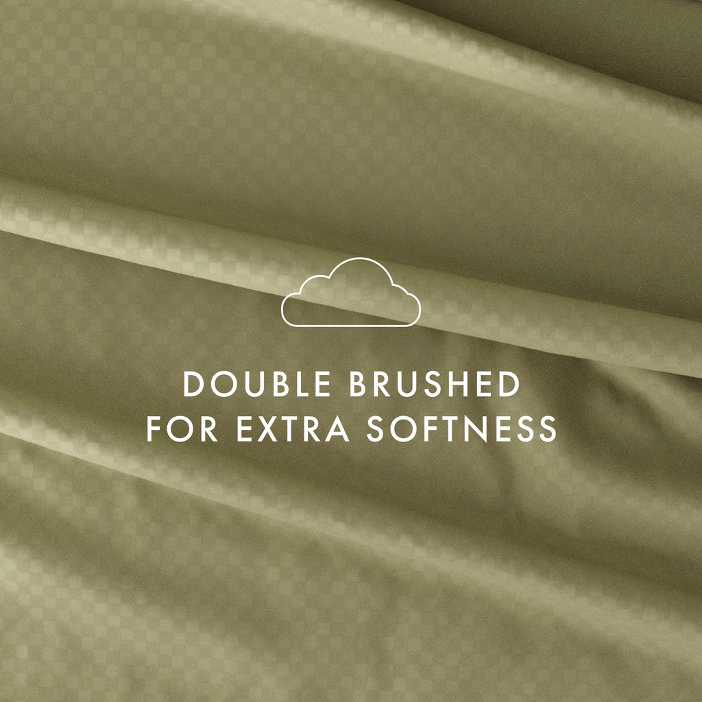 Ensemble de draps à poche profonde Soft Essentials doublement brossé à carreaux gaufrés, 4 pièces