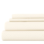 Ensemble de draps à poche profonde Soft Essentials doublement brossé à carreaux gaufrés, 4 pièces