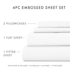 Ensemble de draps à poche profonde Soft Essentials doublement brossé à carreaux gaufrés, 4 pièces