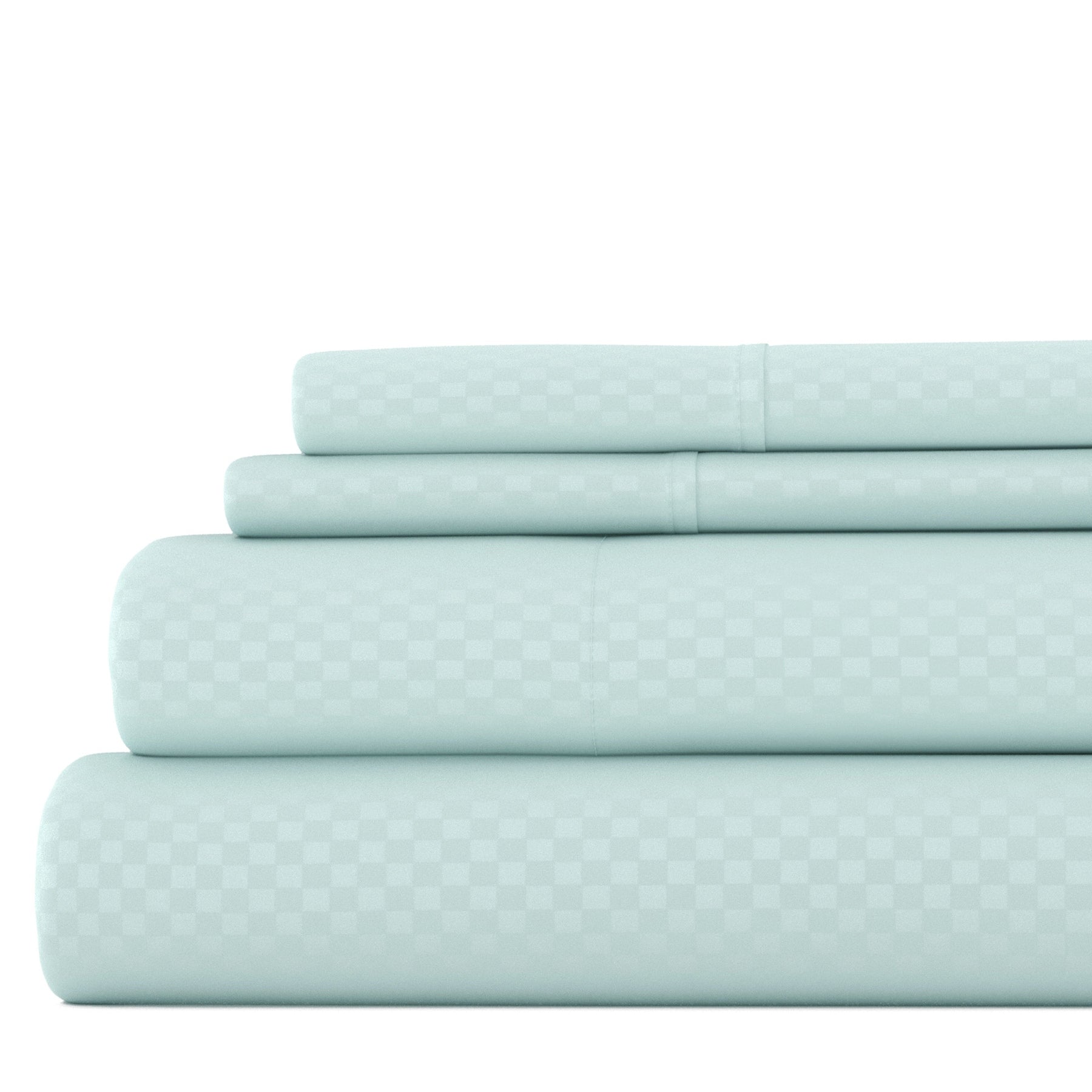 Ensemble de draps à poche profonde Soft Essentials doublement brossé à carreaux gaufrés, 4 pièces