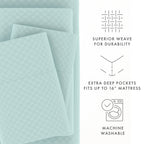 Ensemble de draps à poche profonde Soft Essentials doublement brossé à carreaux gaufrés, 4 pièces
