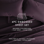 Ensemble de draps à poche profonde Soft Essentials doublement brossé à carreaux gaufrés, 4 pièces