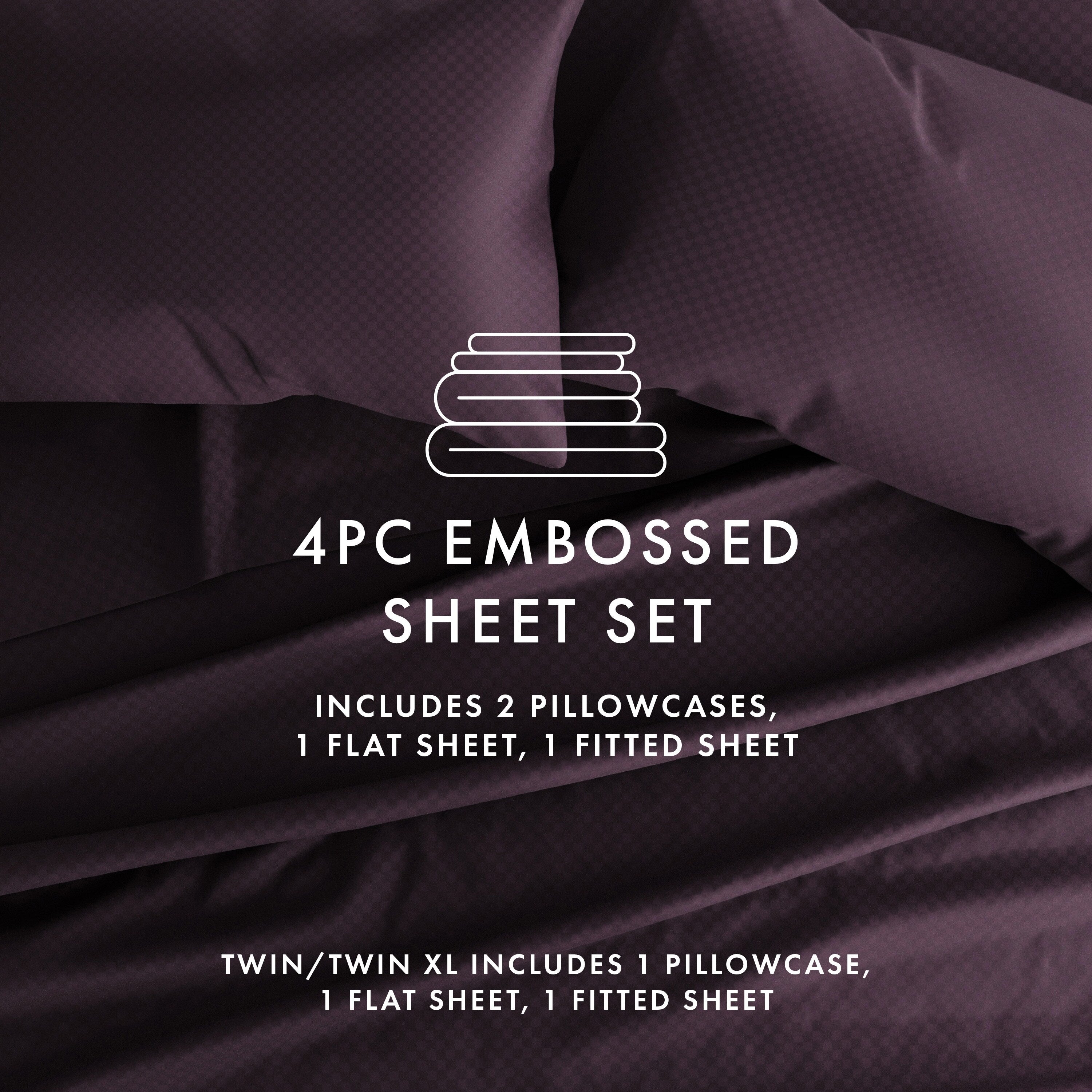 Ensemble de draps à poche profonde Soft Essentials doublement brossé à carreaux gaufrés, 4 pièces