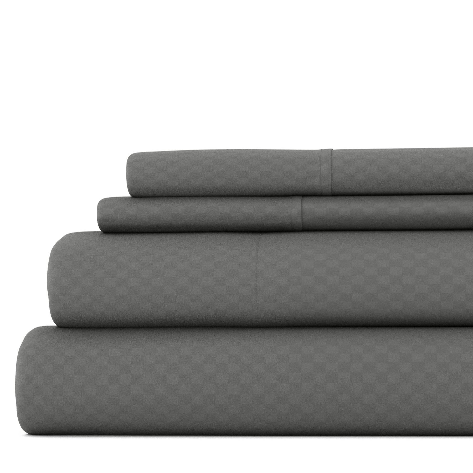 Ensemble de draps à poche profonde Soft Essentials doublement brossé à carreaux gaufrés, 4 pièces