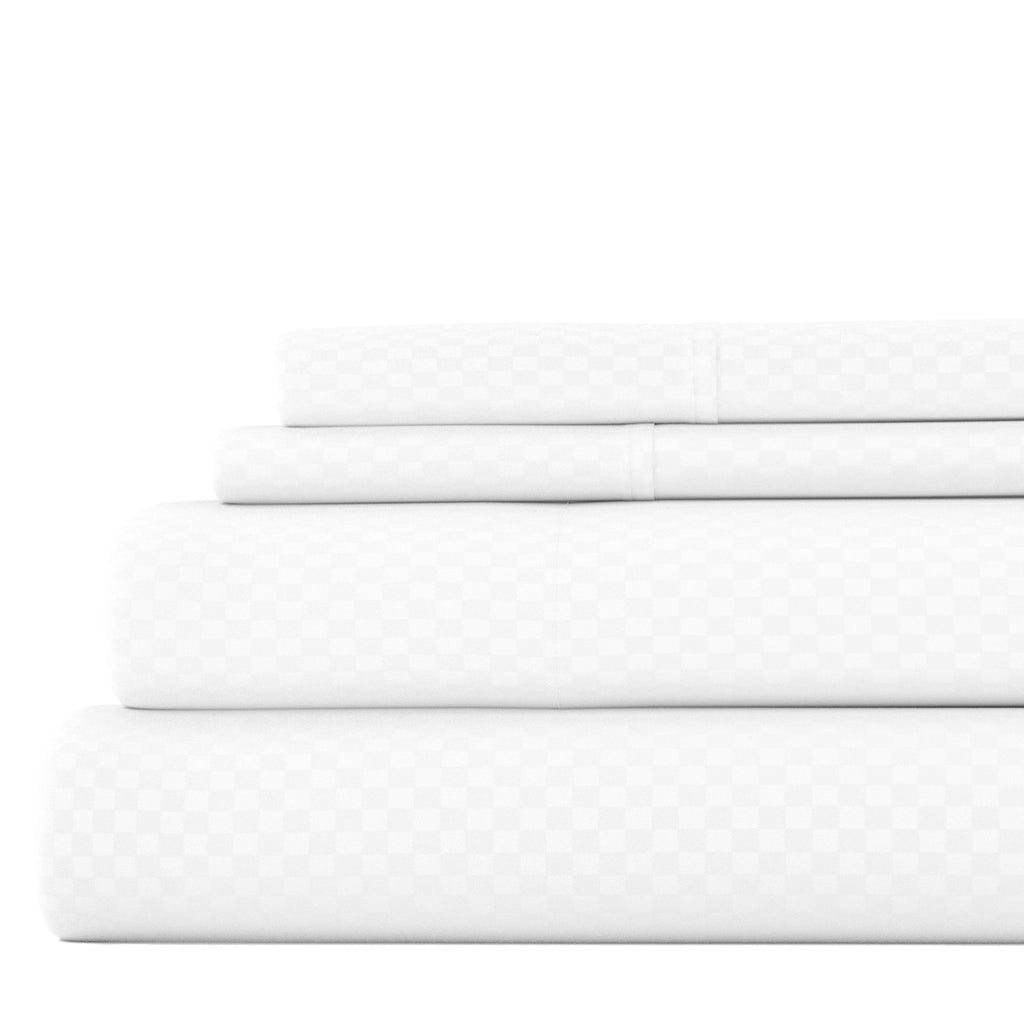 Ensemble de draps à poche profonde Soft Essentials doublement brossé à carreaux gaufrés, 4 pièces