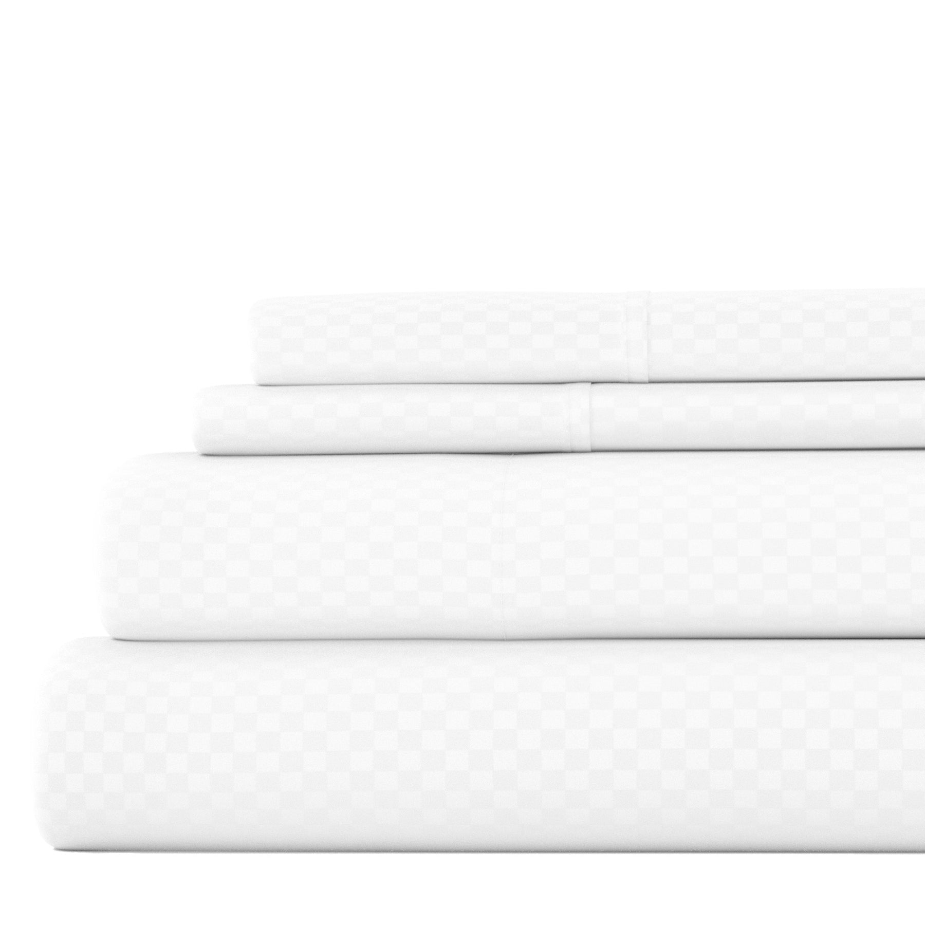 Ensemble de draps à poche profonde Soft Essentials doublement brossé à carreaux gaufrés, 4 pièces