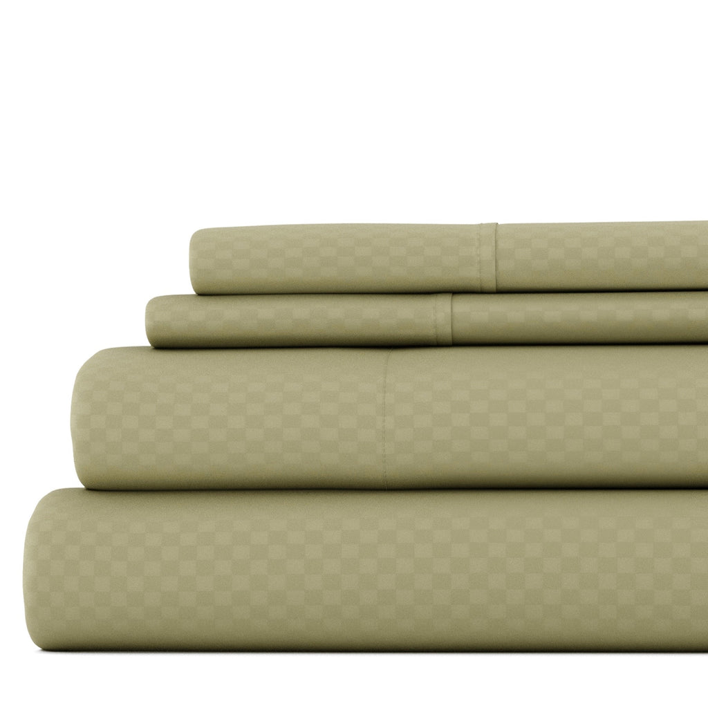 Ensemble de draps à poche profonde Soft Essentials doublement brossé à carreaux gaufrés, 4 pièces
