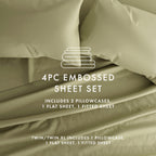 Ensemble de draps à poche profonde Soft Essentials doublement brossé à carreaux gaufrés, 4 pièces