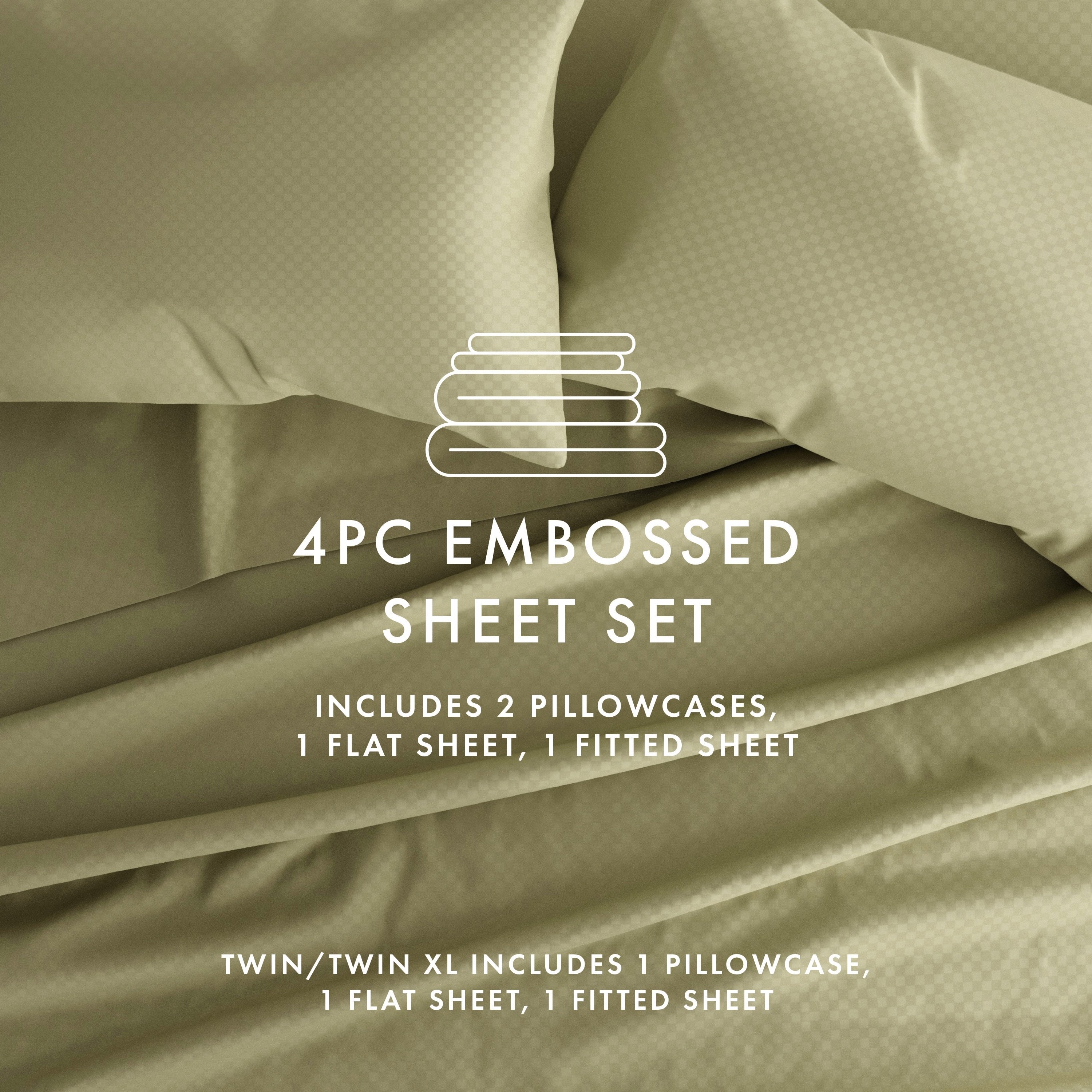 Ensemble de draps à poche profonde Soft Essentials doublement brossé à carreaux gaufrés, 4 pièces