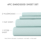 Ensemble de draps à poche profonde Soft Essentials doublement brossé à carreaux gaufrés, 4 pièces