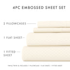 Ensemble de draps à poche profonde Soft Essentials doublement brossé à carreaux gaufrés, 4 pièces