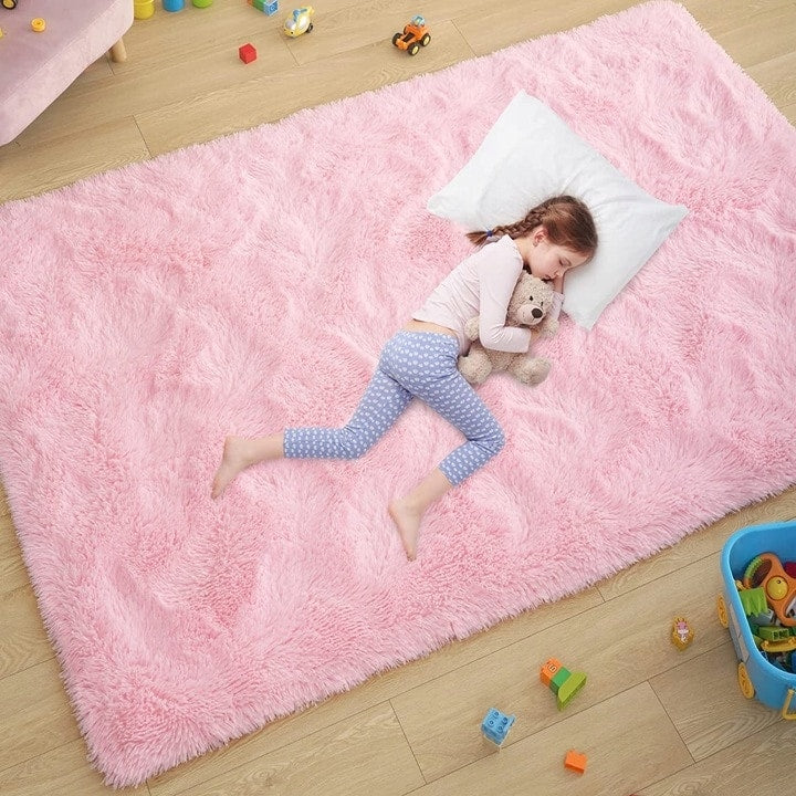 Tapis d'intérieur doux et moelleux, moderne et moelleux - 4' x 5,3'
