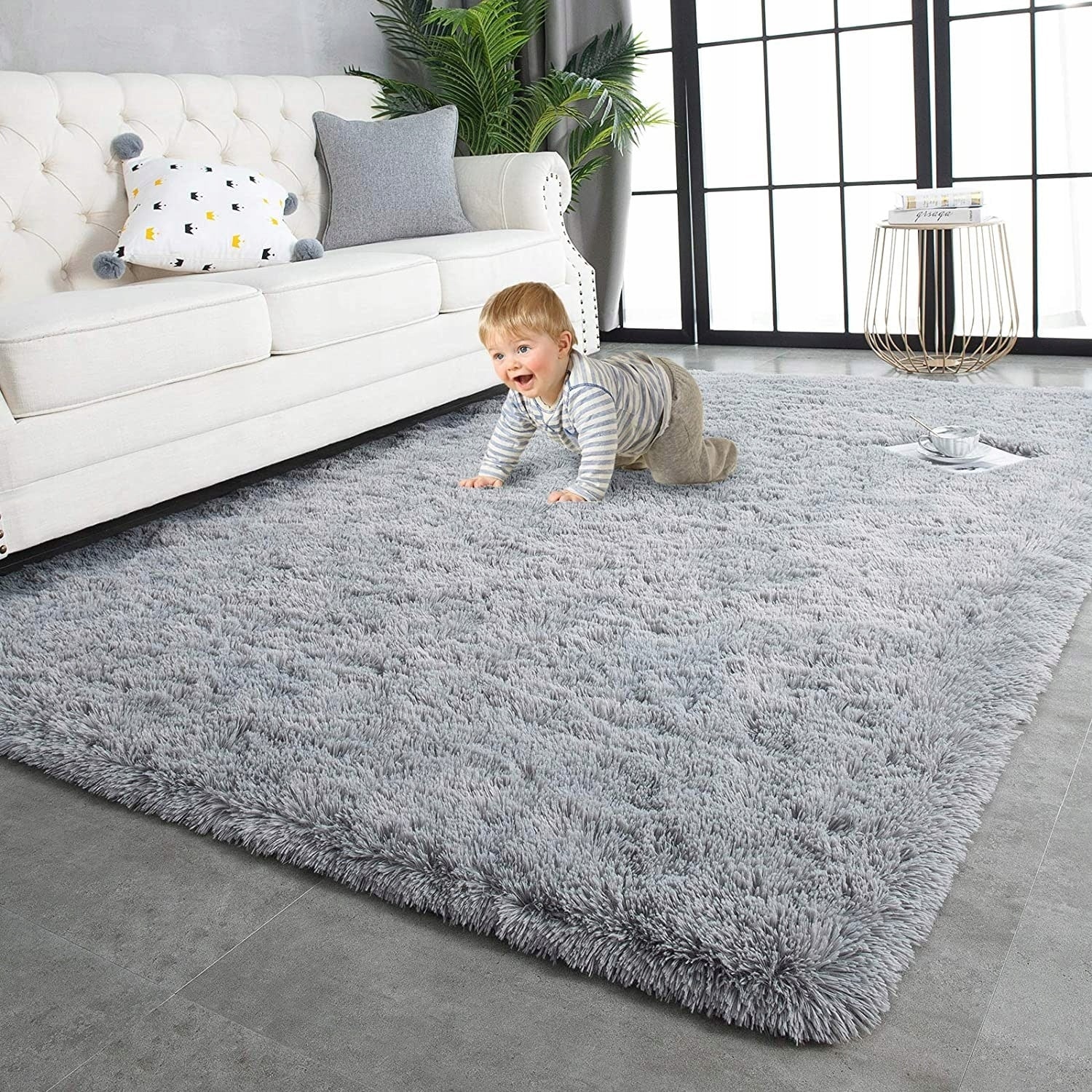 Tapis d'intérieur doux et moelleux, moderne et moelleux - 4' x 5,3'