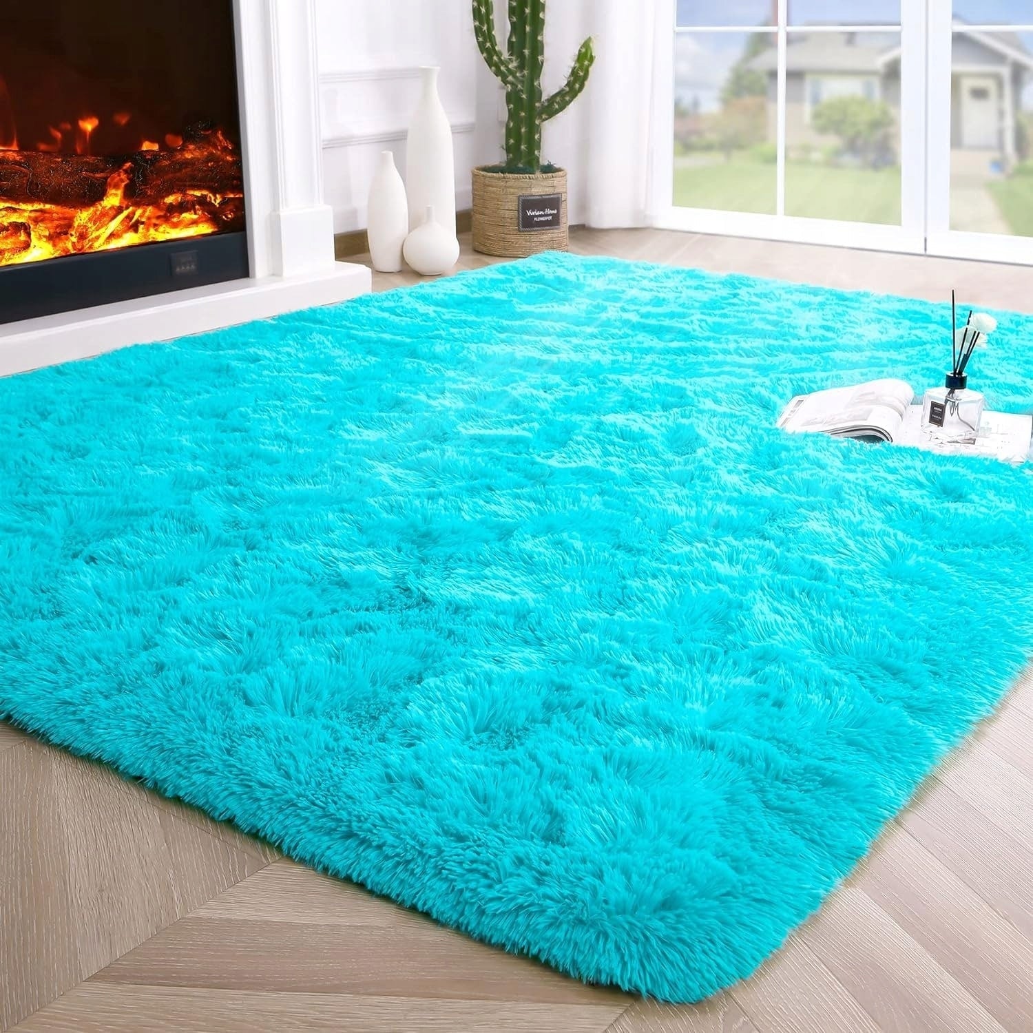 Tapis d'intérieur doux et moelleux, moderne et moelleux - 4' x 5,3'