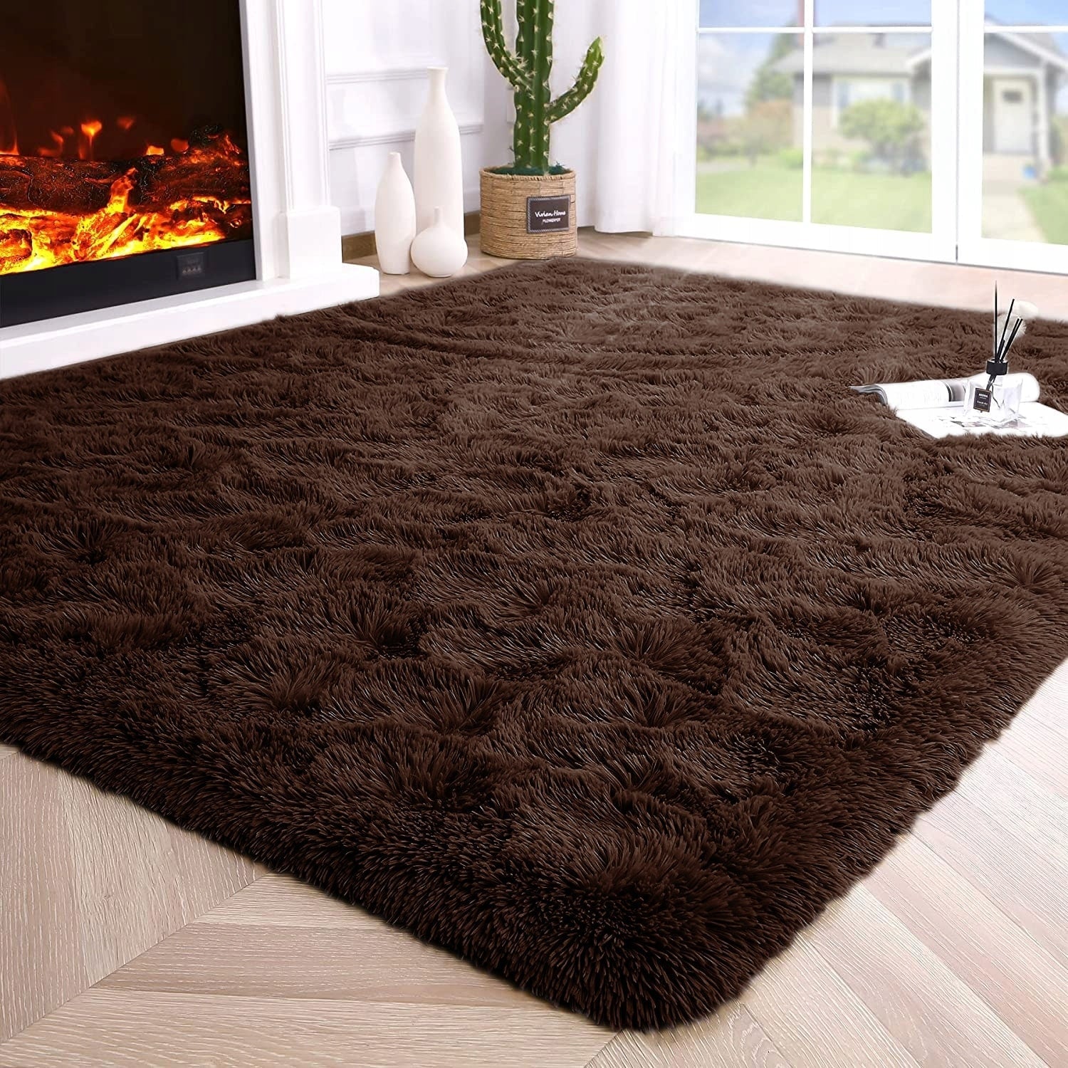 Tapis d'intérieur doux et moelleux, moderne et moelleux - 4' x 5,3'