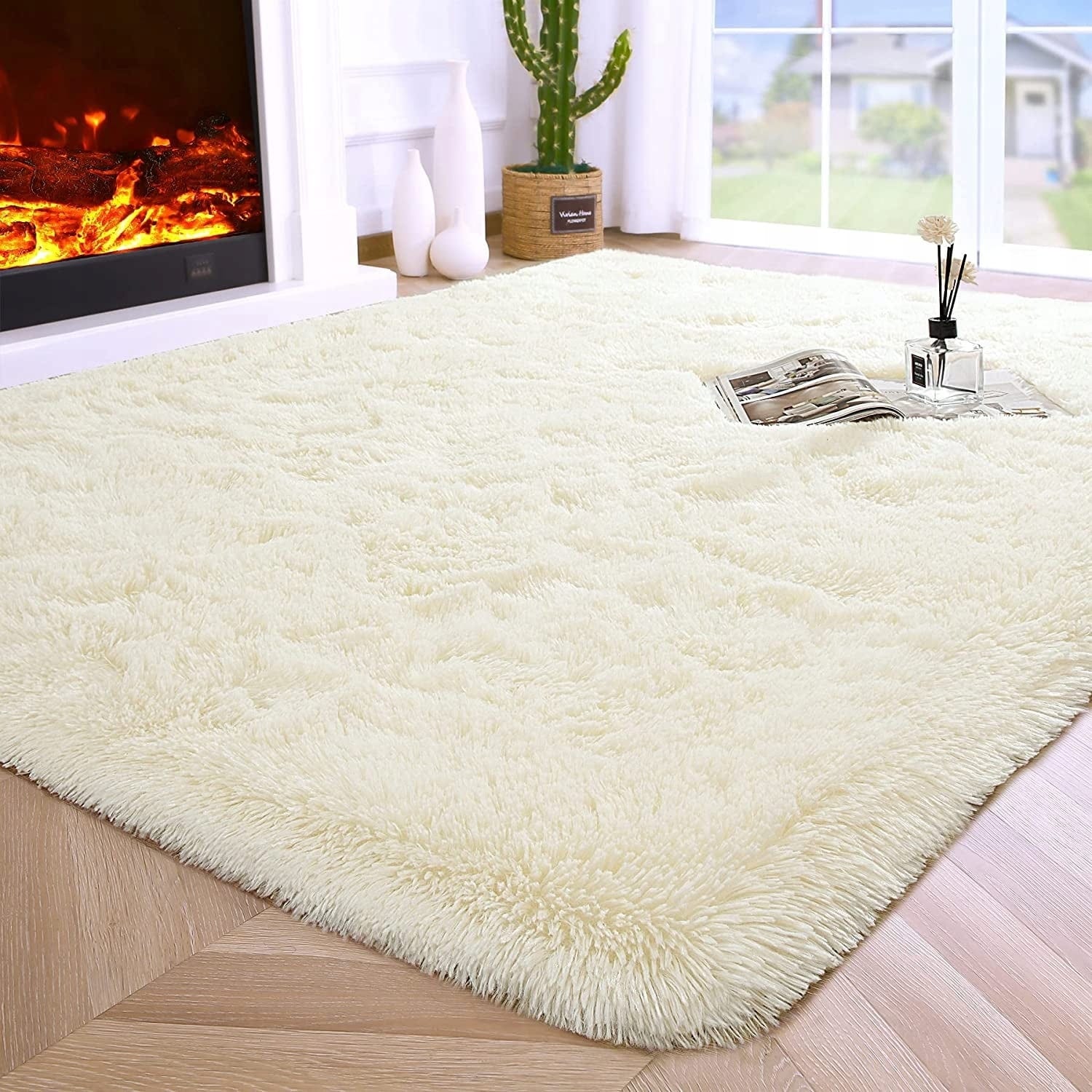 Tapis d'intérieur doux et moelleux, moderne et moelleux - 4' x 5,3'