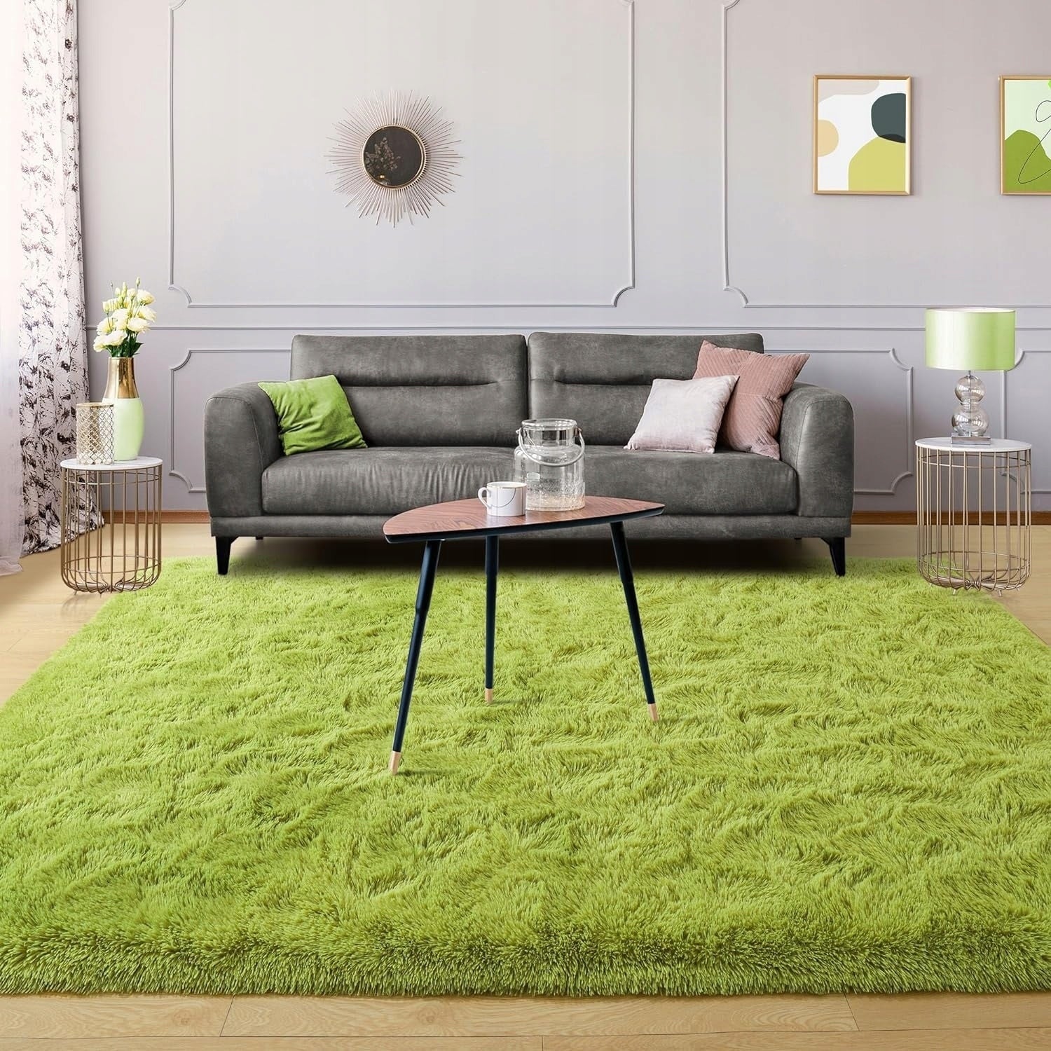 Tapis d'intérieur doux et moelleux, moderne et moelleux - 4' x 5,3'