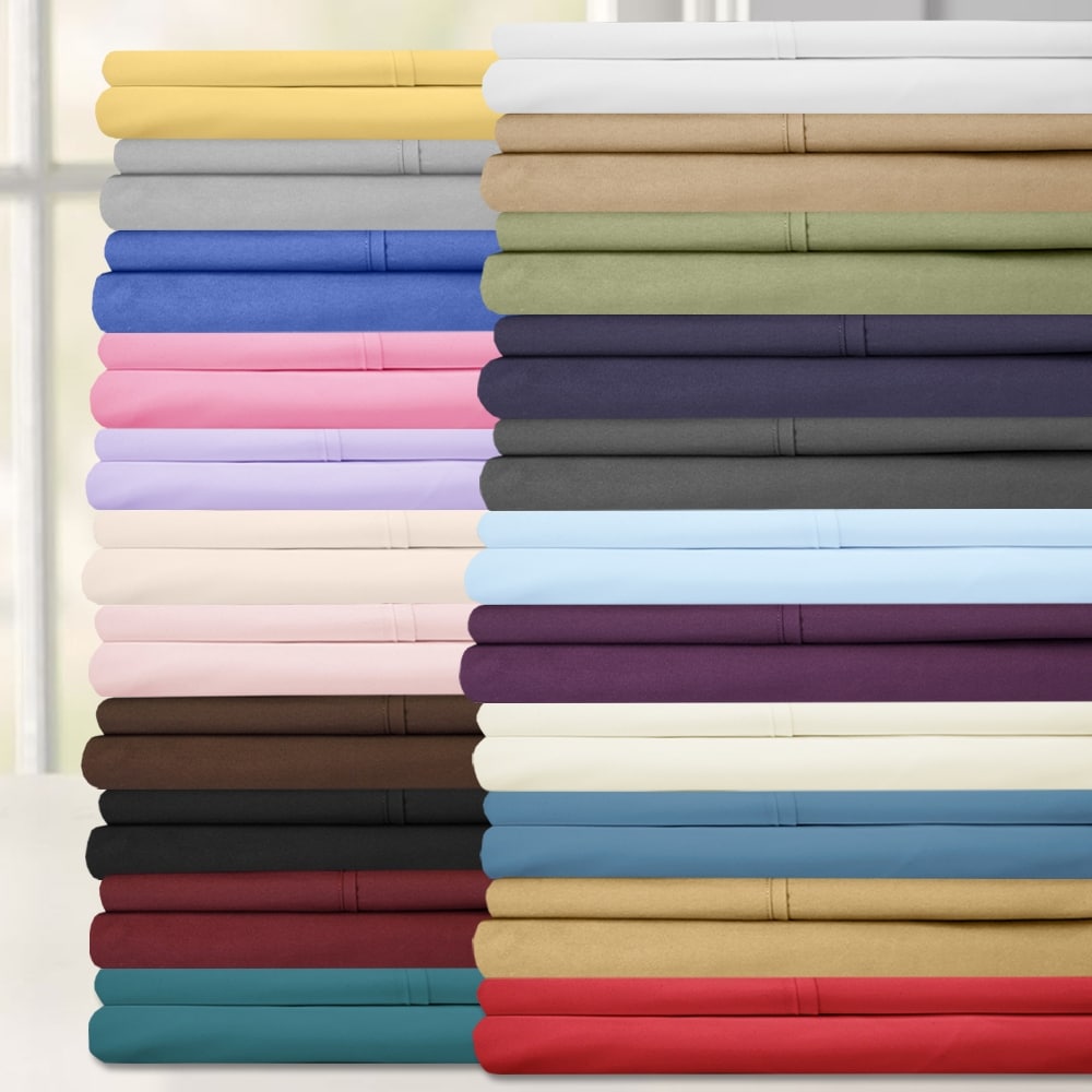 Ensemble de draps 7 pièces en microfibre brossée douce pour lit king size - 4 taies d'oreiller