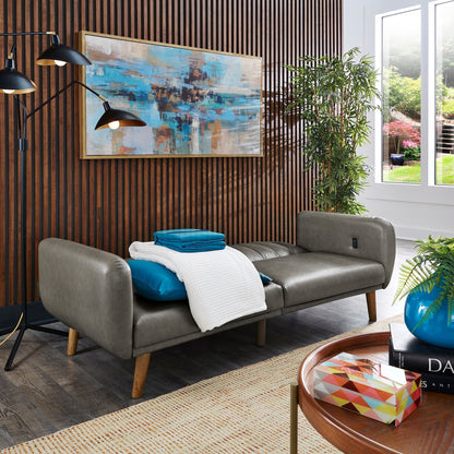 Canapé-lit futon convertible rembourré Sogndal à dossier divisé avec ports de chargement USB par iNSPIRE Q Modern