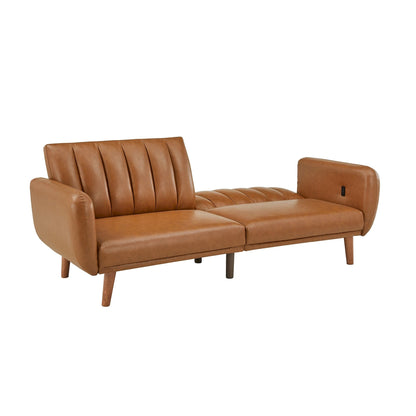 Canapé-lit futon convertible rembourré Sogndal à dossier divisé avec ports de chargement USB par iNSPIRE Q Modern