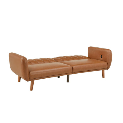 Canapé-lit futon convertible rembourré Sogndal à dossier divisé avec ports de chargement USB par iNSPIRE Q Modern