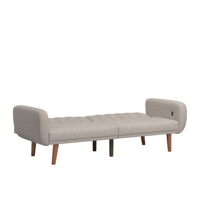 Canapé-lit futon convertible rembourré Sogndal à dossier divisé avec ports de chargement USB par iNSPIRE Q Modern